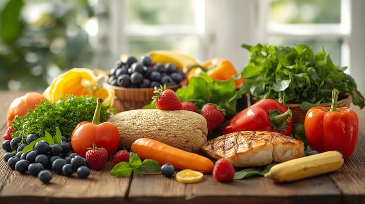 Illustration of a cutting board and arranged ingredients